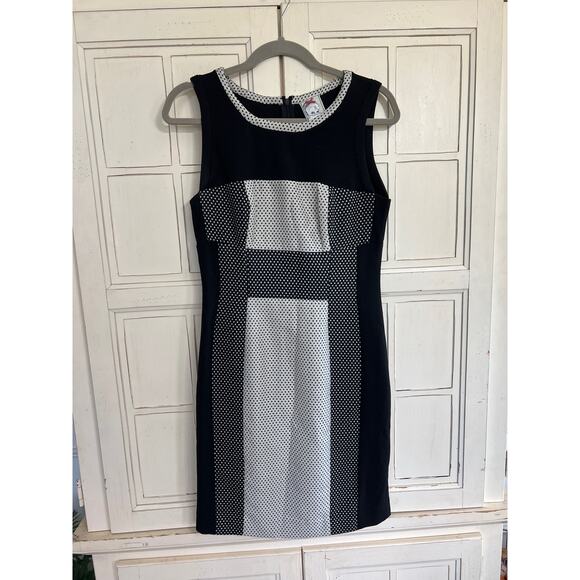 Yoana Baraschi size 6 black and cream colored classy sheeth dress polkadots - Picture 2 of 5